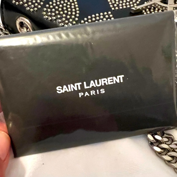 BNWT YSL Kate Monogram Small Heart-Studded Black Leather Crossbody Bag - Picture 6 of 7